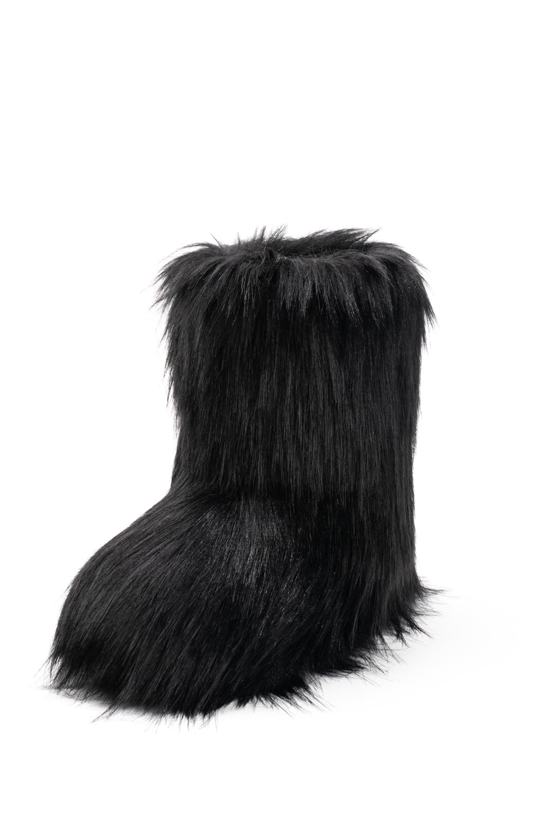 IXU Women's Faux Fur Boot Furry Fluffy Round Toe Suede Snow Winter Women Boots Comfy Plush Warm Short Outdoor Indoor Flat Shoes Mid-Calf Boots