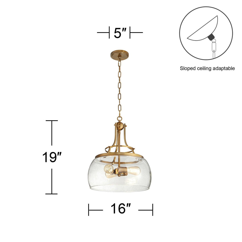 Franklin Iron Works Charleston Satin Nickel Pendant Chandelier 16" Wide Rustic Farmhouse Seeded Clear Glass LED 3-Light Fixture for Dining Room House Foyer Entryway Kitchen Bedroom Living Room