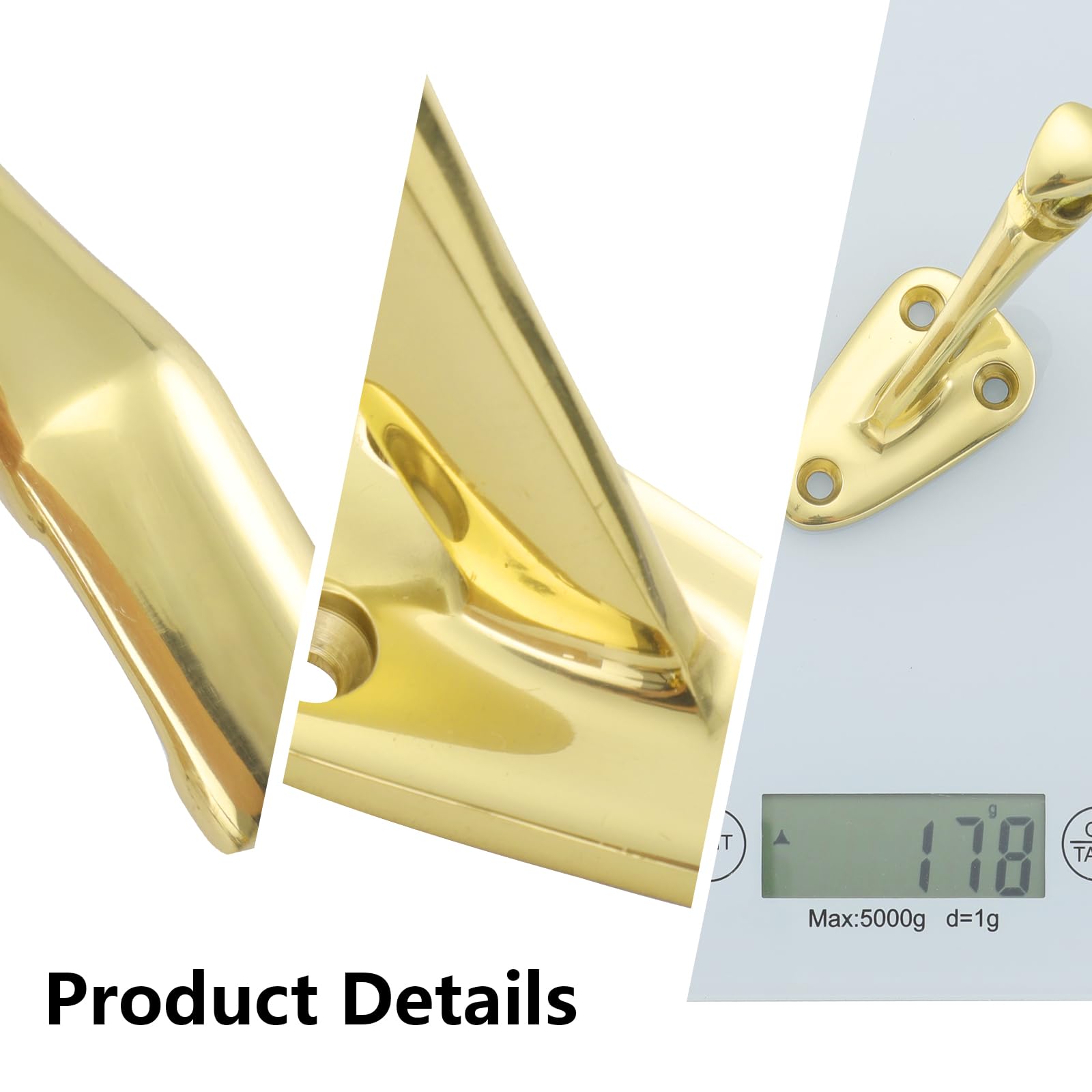 HOME MASTER HARDWARE Heavy Duty Handrail Stair Brackets Brass Staircase Hand Rail Bracket, Gold Finish, 1Pcs