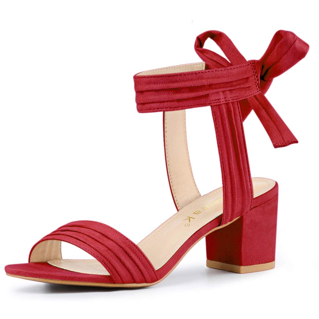 Allegra K Women's Open Toe Ankle Tie Back Block Heels Sandals