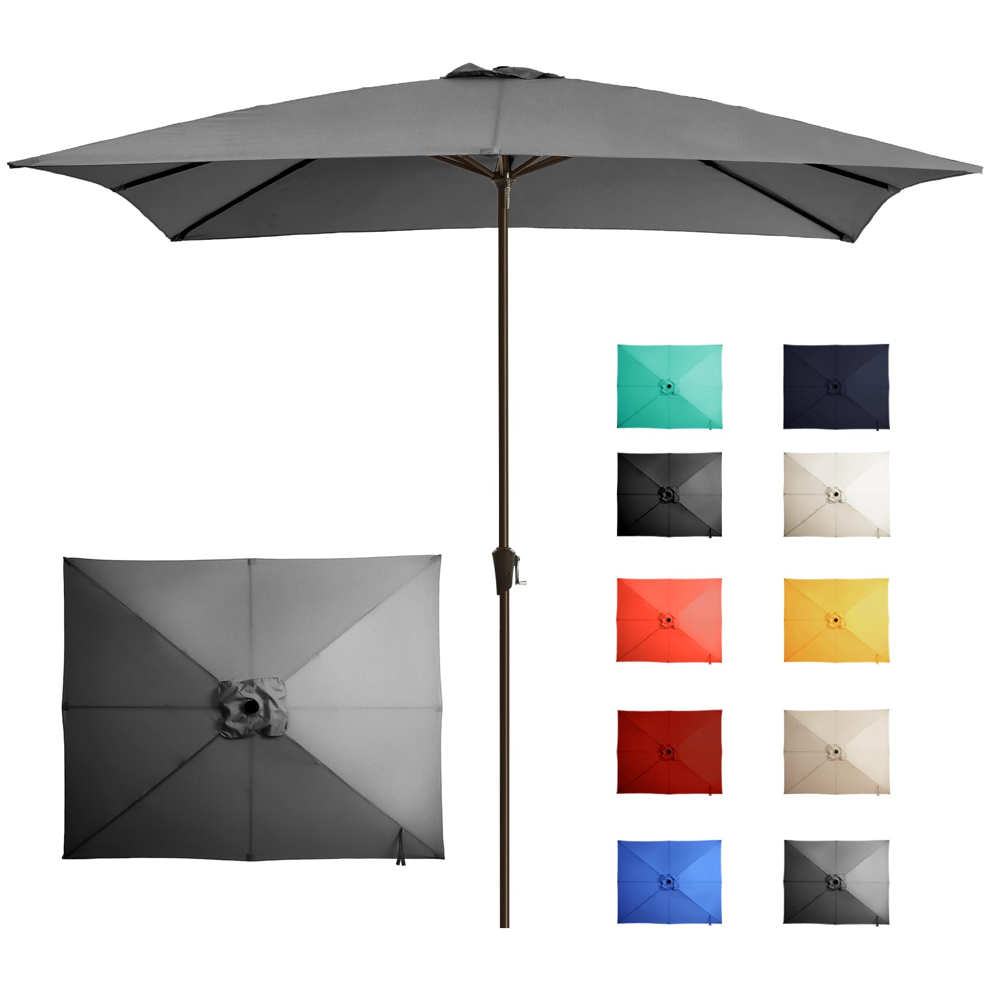 Ayge 6.5x10FT Rectangular Patio Umbrella Outdoor Table Umbrella w/Push Button Tilt & Crank Rectangle Market Umbrella UV Protection for Garden,Deck,Lawn,Yard & Pool,Beige