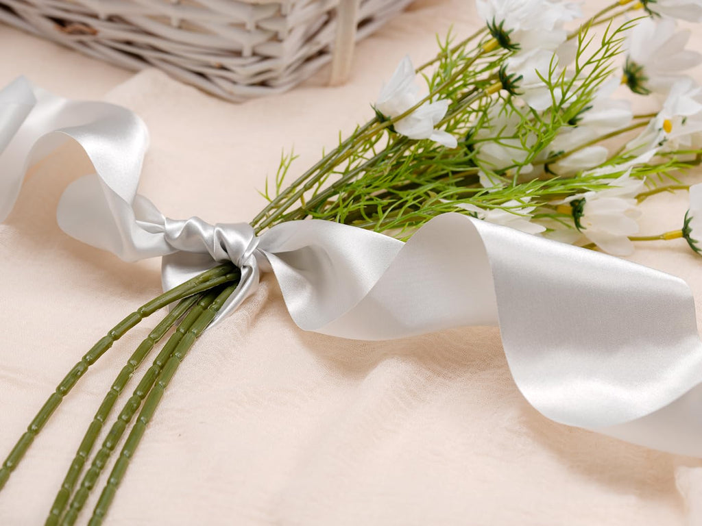 FAKILO Black Satin Ribbon 4 Inch x 22 yd Wide for Grand Opening Business Cuttings Ceremony Bow Christmas Festival Decor