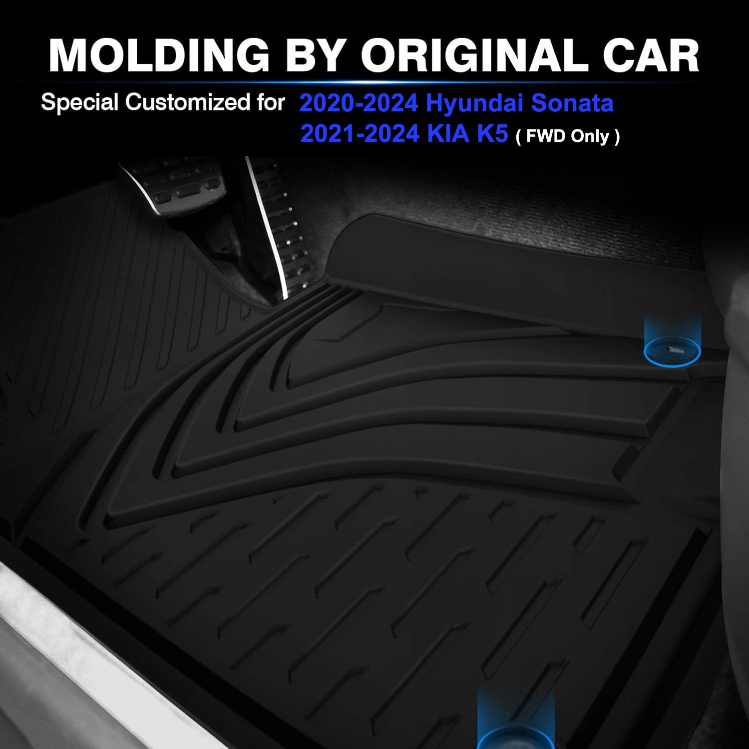 KUST Floor Mats & Trunk Cargo Mat for Toyota RAV4 2019-2025, All Weather Rear Trunk Cargo Liner for RAV4 Accessories TPE Rubber Raised Edge 4PCS