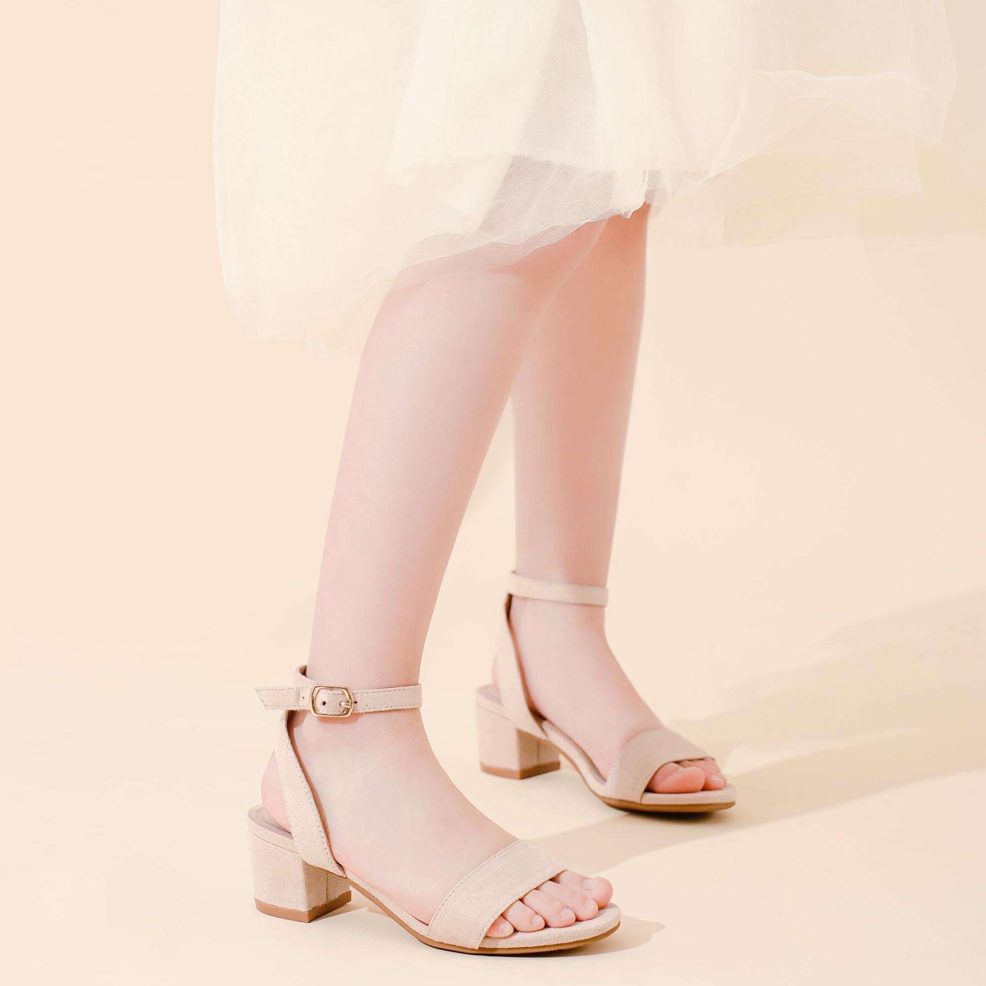 LAURMOSA High Heels for Kids Open Toe Dress Shoes for Girls Ankle Strap Pump Shoes Flower Girl Sandals Wedding Party for Little Big Kids