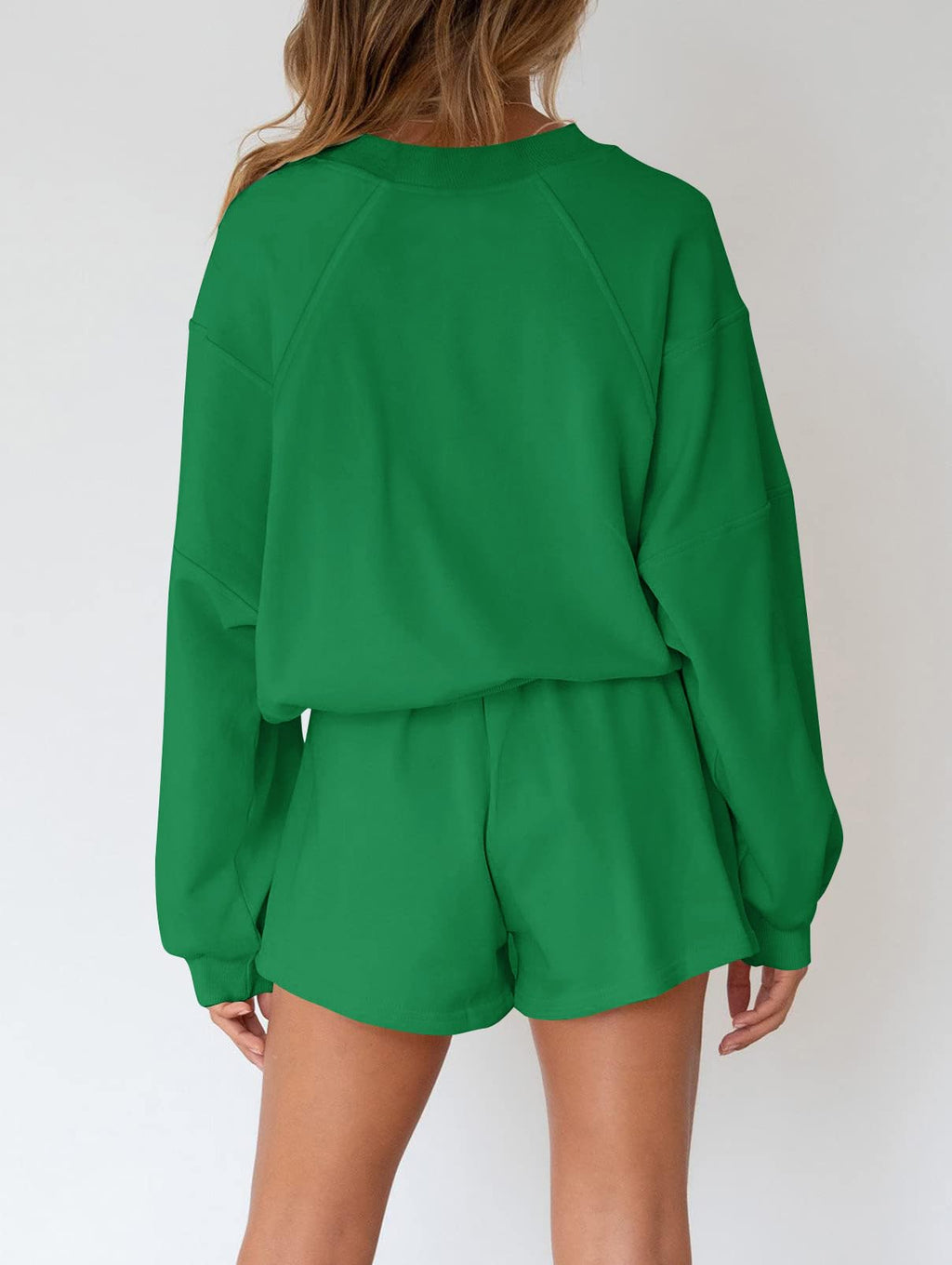 MEROKEETY 2026 Spring Lounge Sets for Women Oversized Batwing Sleeve Casual Top and Shorts 2 Piece Outfits Sweat Set