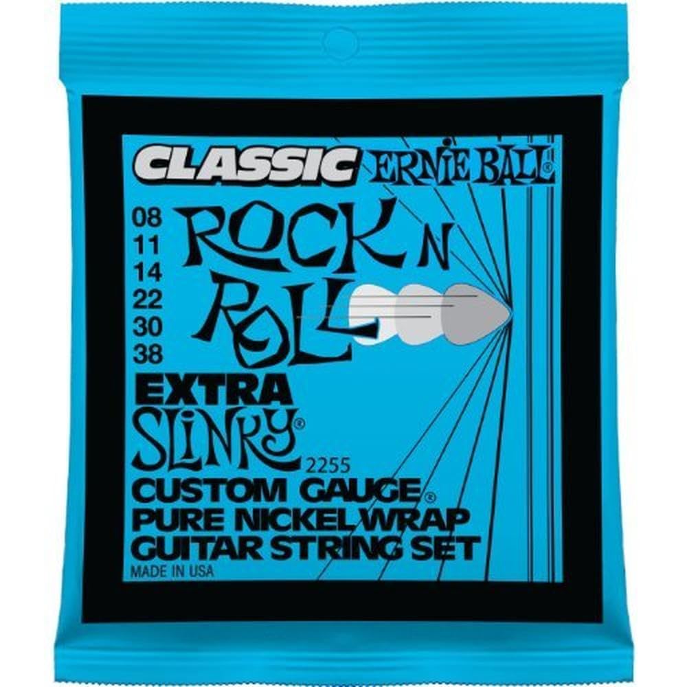 Ernie Ball Extra Slinky Classic Pure Nickel Electric Guitar Strings, 8-38 Gauge (P02255) (Pack of 2)