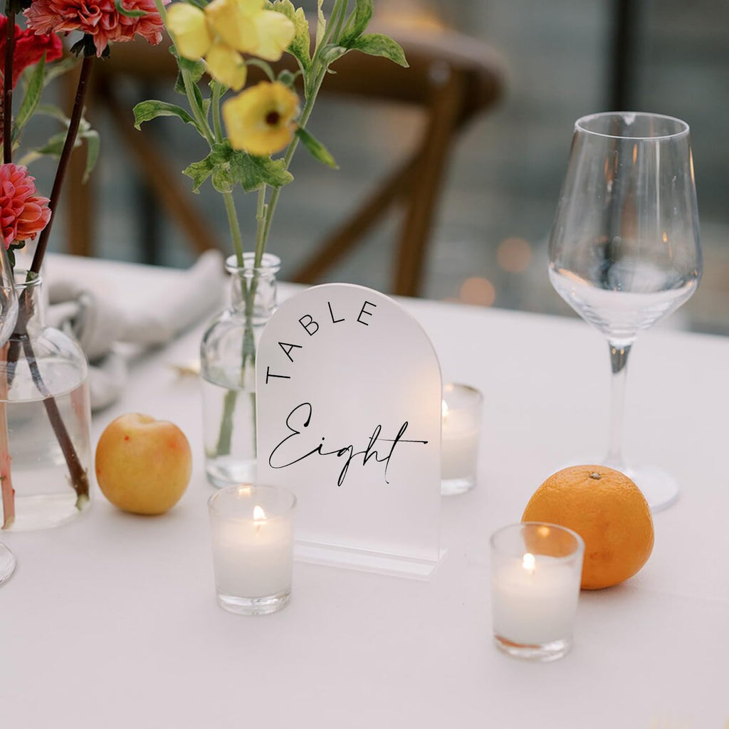 Black Arched Wedding Table Numbers 1-10 with Stands, 5x7 Inch Black Arch Acrylic Sign with Gold Letters, Acrylic Table Numbers for Wedding Reception