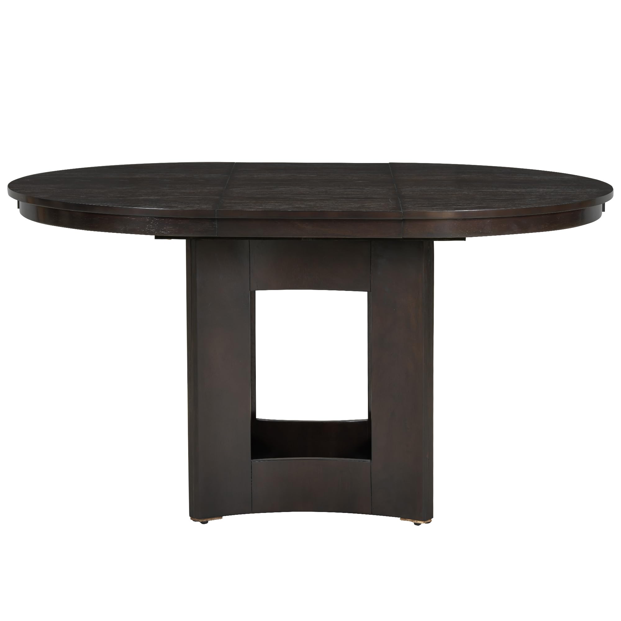 LUMISOL Round Dining Table for 4-6 People, 41"-57" Extendable Kitchen Table with 16" Removable Leaf for Small Places, Kitchen, Dining Room, Espresso