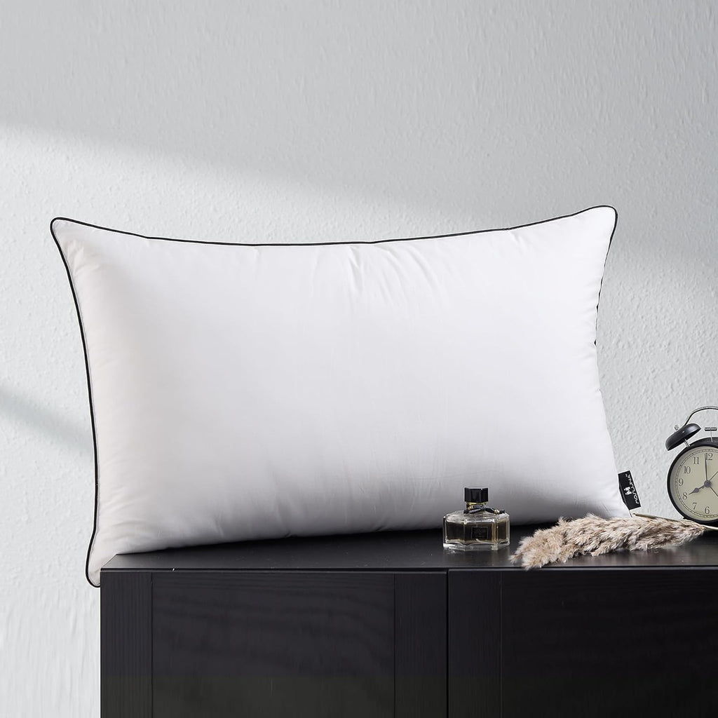 Feather Down Pillows Standard Size Set of 2, Luxury Hotel Collection Bed Pillow 2 Pack, Airyfil™ Powered Fillings & Feathers Pillow，Fluffy Plush for Side Sleepers,Firm, 20x26 in.