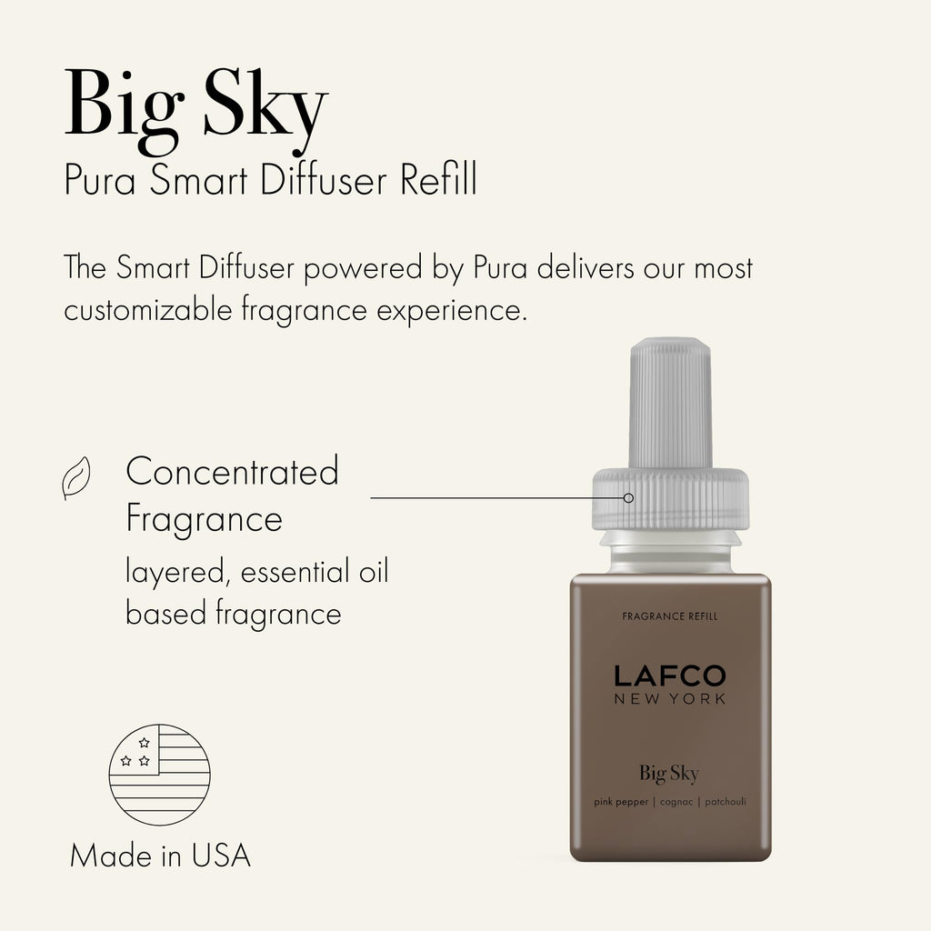 LAFCO New York Pura Smart Device Refill, Big Sky - Pack of 2 - Each Vial Delivers Up to 2 Weeks of Fragrance Life - Made in the USA