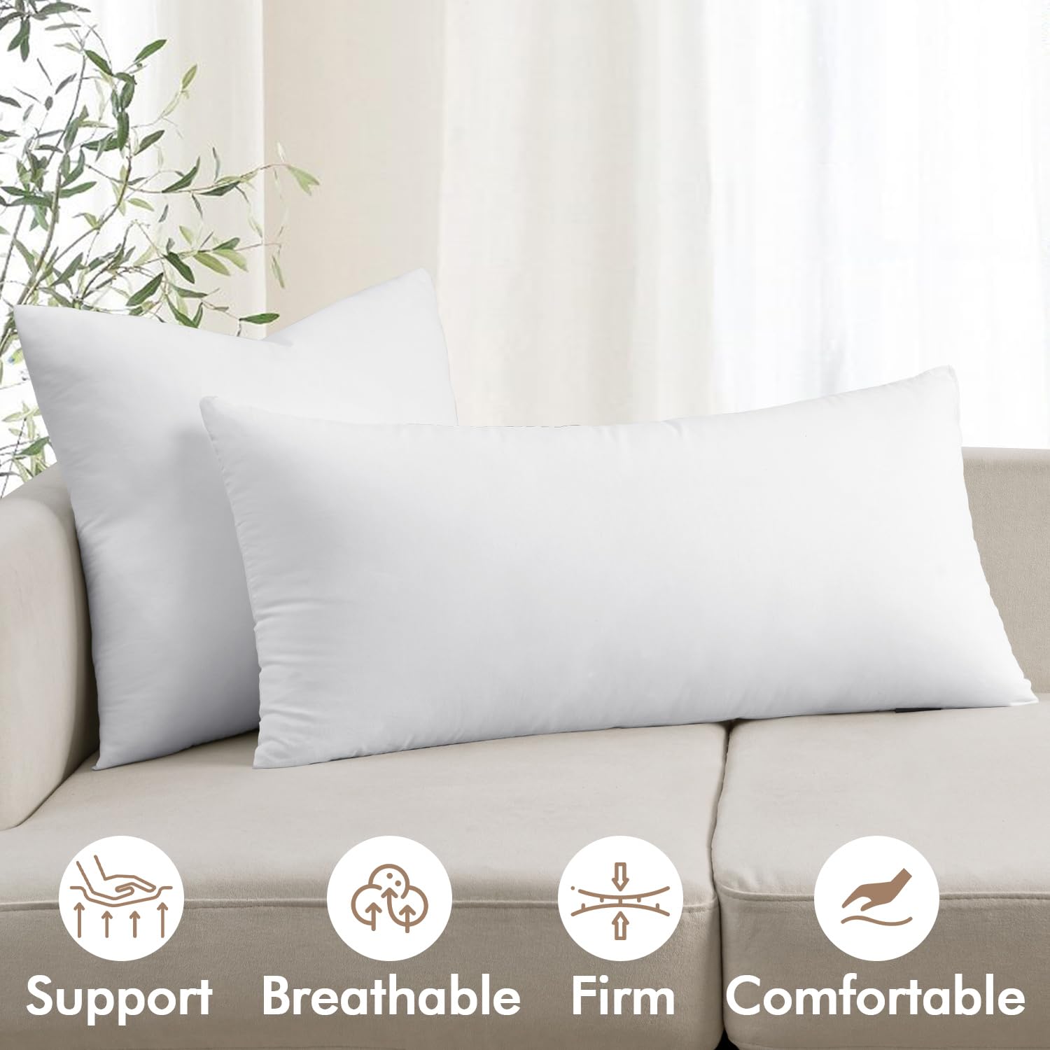MIULEE 12x16 Inch Premium Lumbar Throw Pillow for Bed Sofa Couch Virgin Microfiber with 100% Cotton Cover Decorative Throw Pillow Insert Stuffer Form