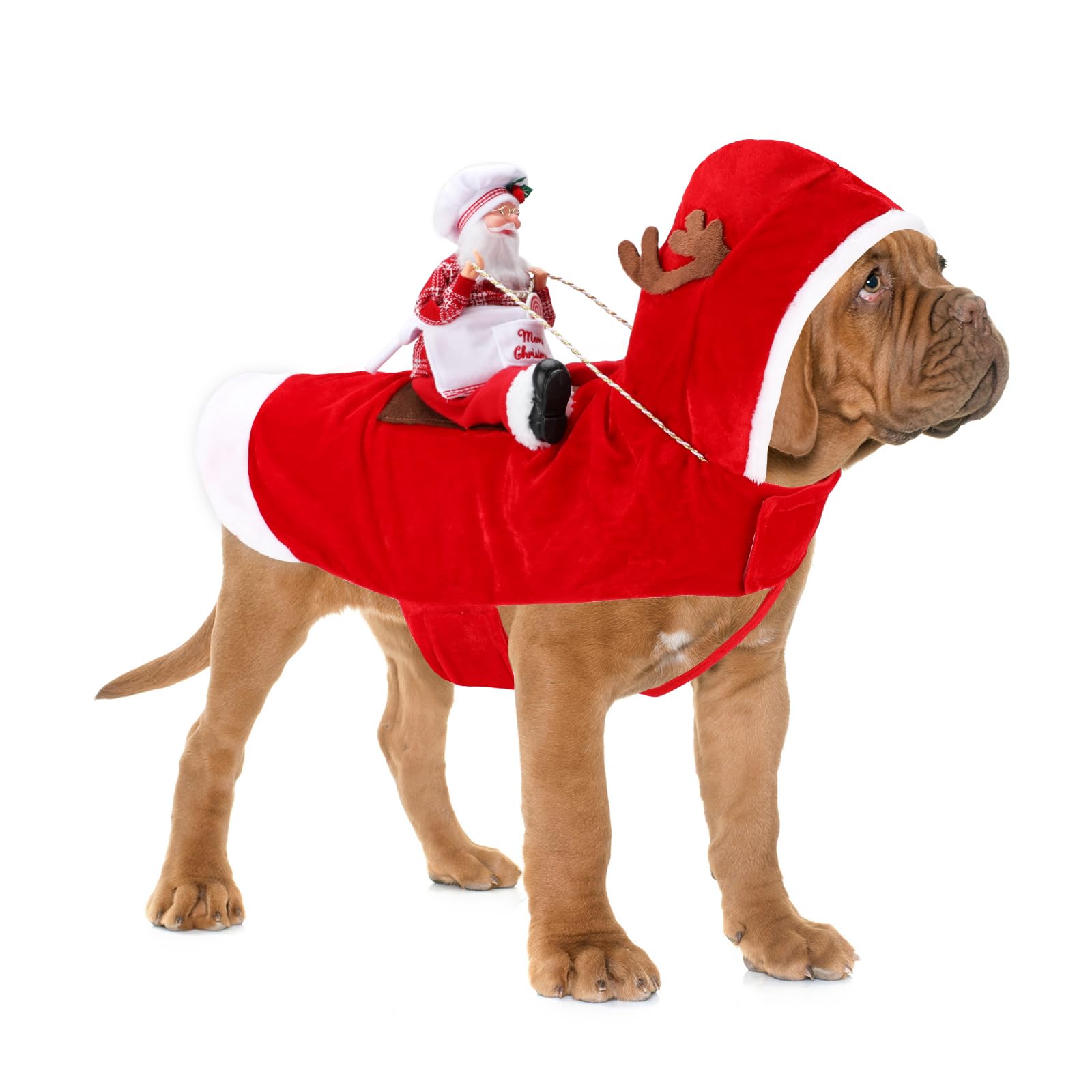 BWOGUE Santa Dog Costume Christmas Pet Clothes Santa Claus Riding Pet Cosplay Costumes Party Dressing up Dogs Cats Outfit for Small Medium Large Dogs Cats