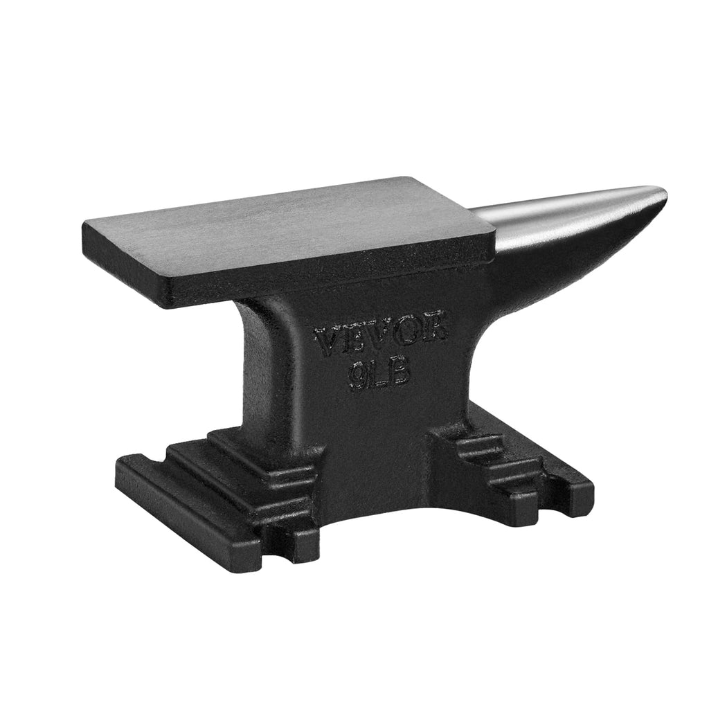 VEVOR Single Horn Anvil, 9 Lbs Cast Steel Anvil, High Hardness Rugged Round Horn Anvil Blacksmith, Compact Design and Stable Base, Forge Tools and Equipment, Metalsmith Tool for Bending and Shaping