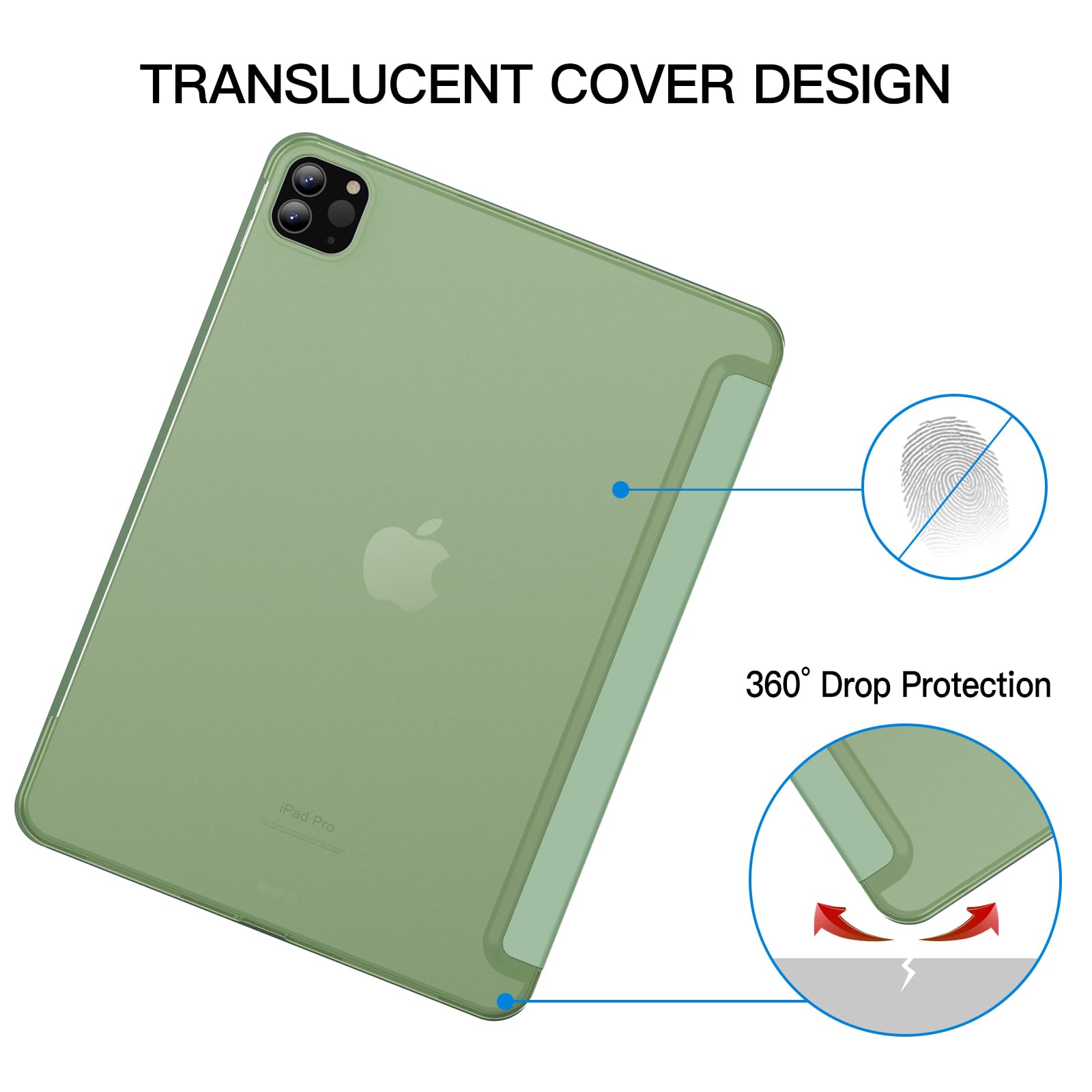 JETech Case ONLY for iPad Pro 11-Inch, 2022/2021/2020/2018 Model, Compatible with Pencil, Cover Auto Wake/Sleep (Black)