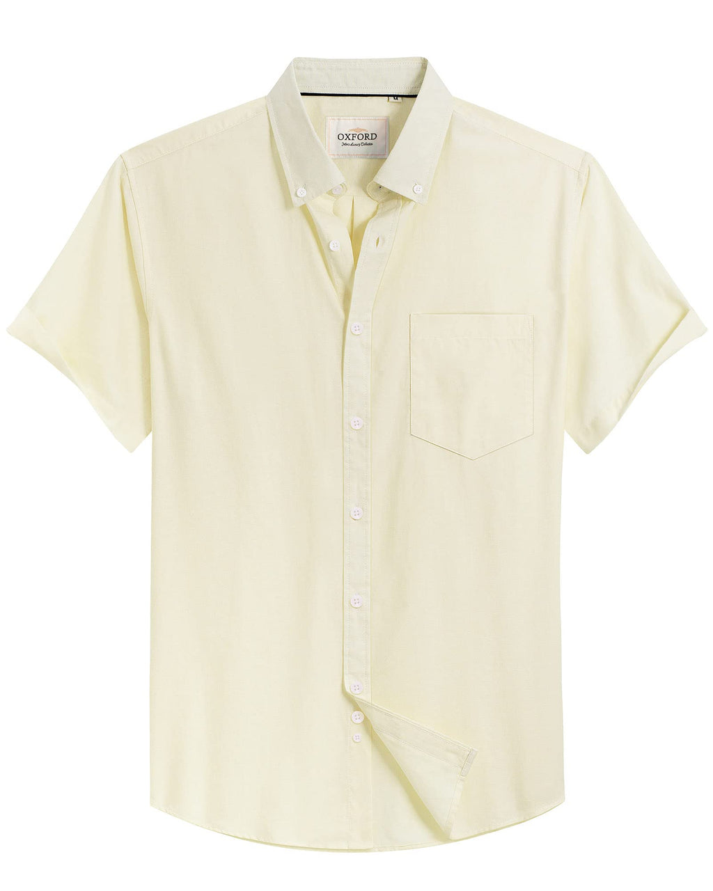 Alimens & Gentle Men's Short Sleeve Oxford Shirt Regular Fit Button Down Collar Shirts with Pocket