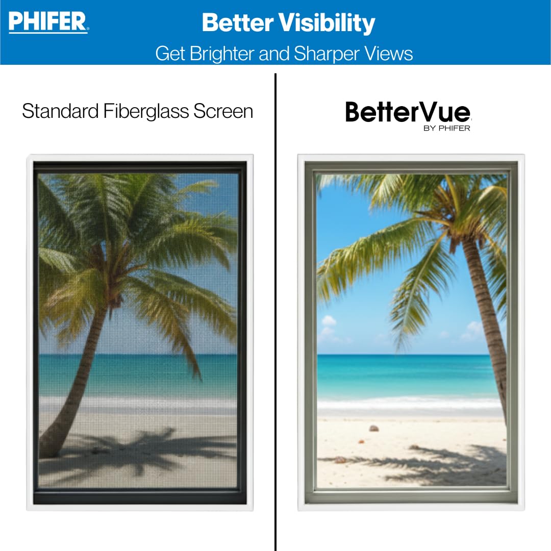 Phifer BetterVue High-Visibility Mesh Screen for Patio Porch, Screen Door Mesh, & Balcony - High Transparency Window Screening for Porches Roll - (24 in x 25 ft) - DIY Replacement & Repair