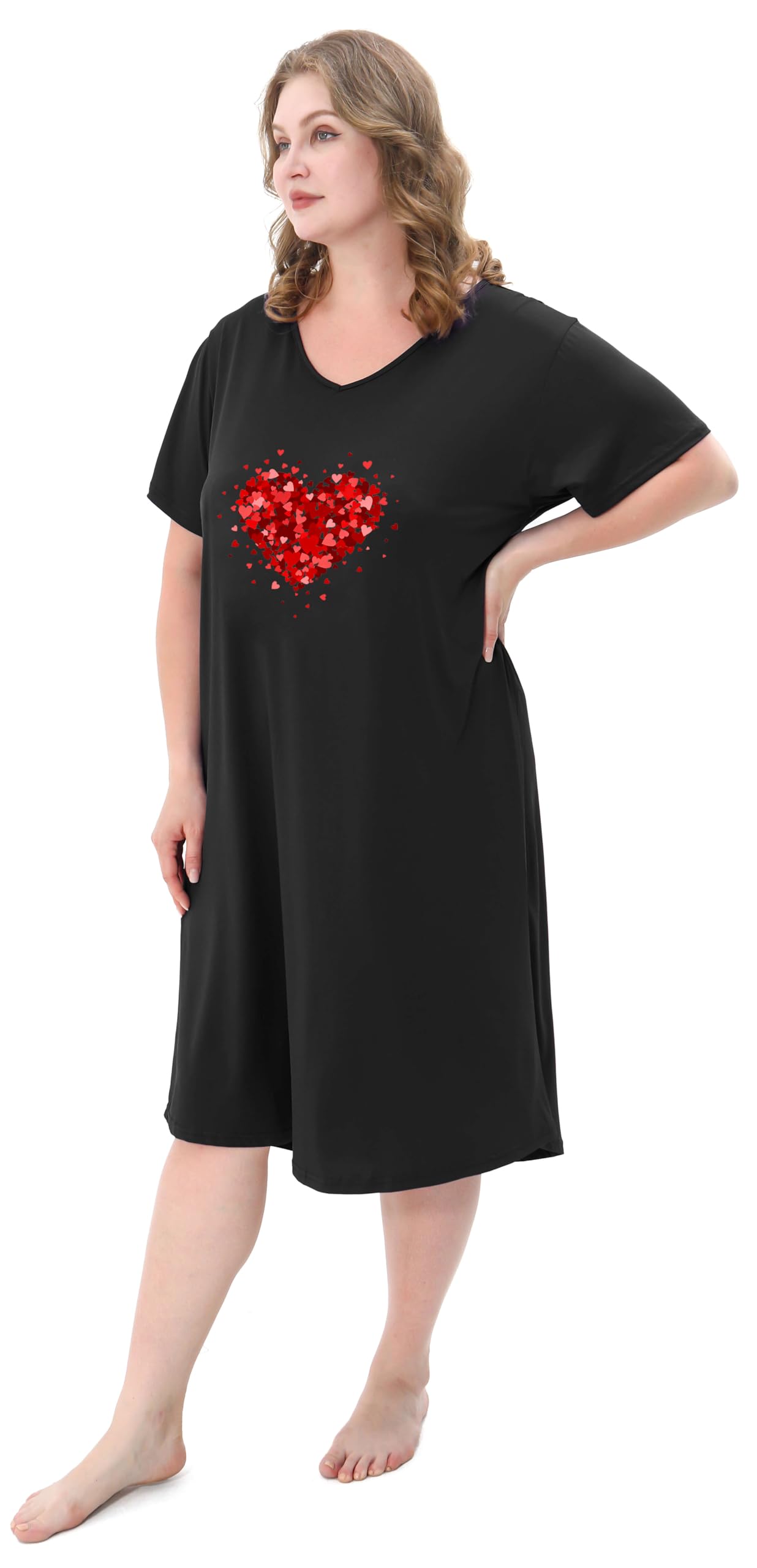 3 Pack Plus Size Women's Nightgown Soft Print Nightshirts for Women Short Sleeve Sleepwear
