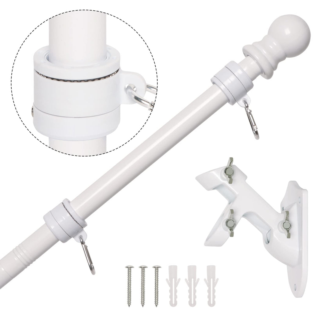 NELXINJO 5FT White Stainless Steel Flag Pole Kit for Outside House Wall | flagpoles 3x5 2x3 american flags hardware holder brackets hangers mounts