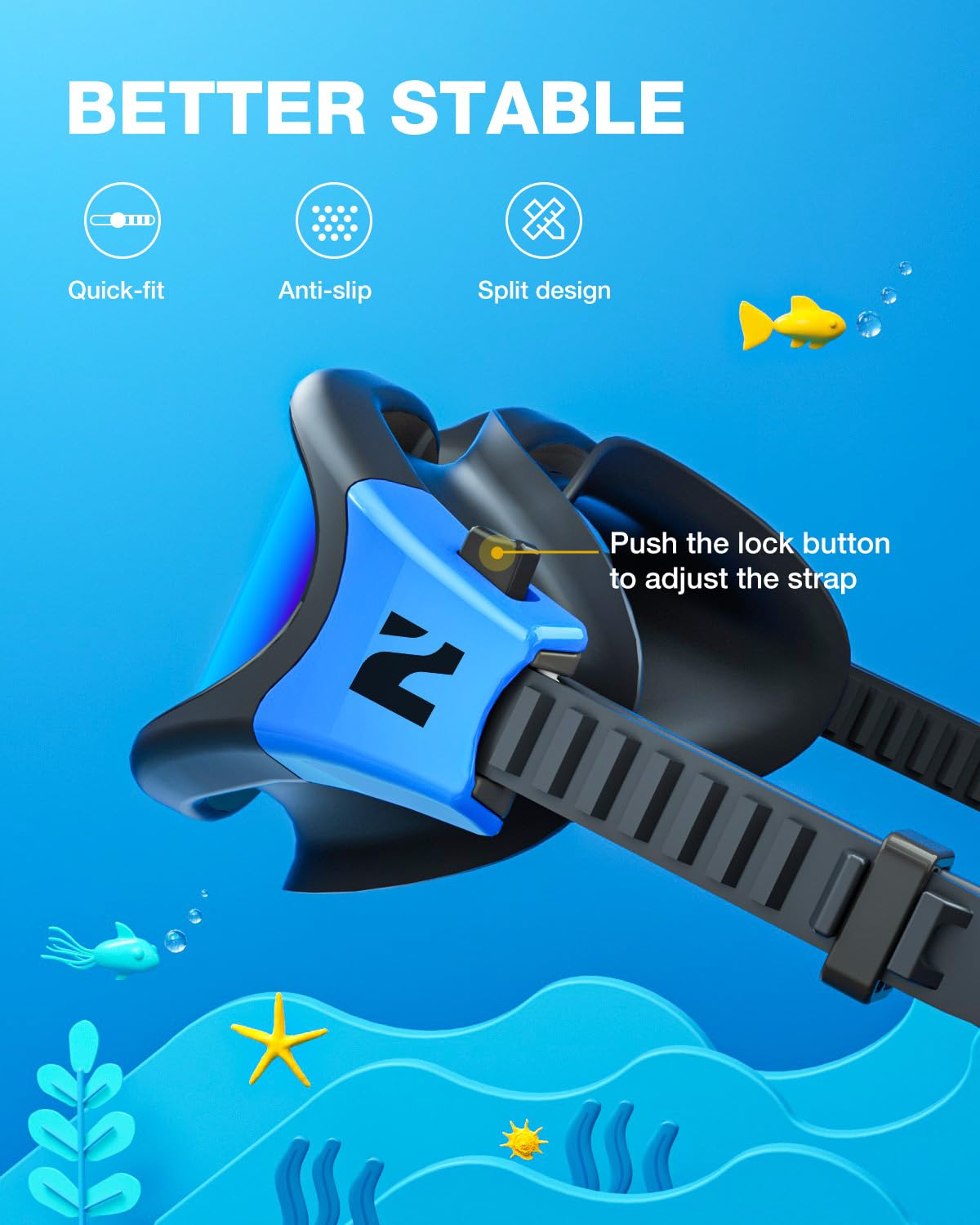 ZIONOR Kids Swim Goggles, G1MINI SE No Leak Anti-Fog Goggles for Kids 6-14, Soft Silicone Comfort Fit, Easy Adjust Strap