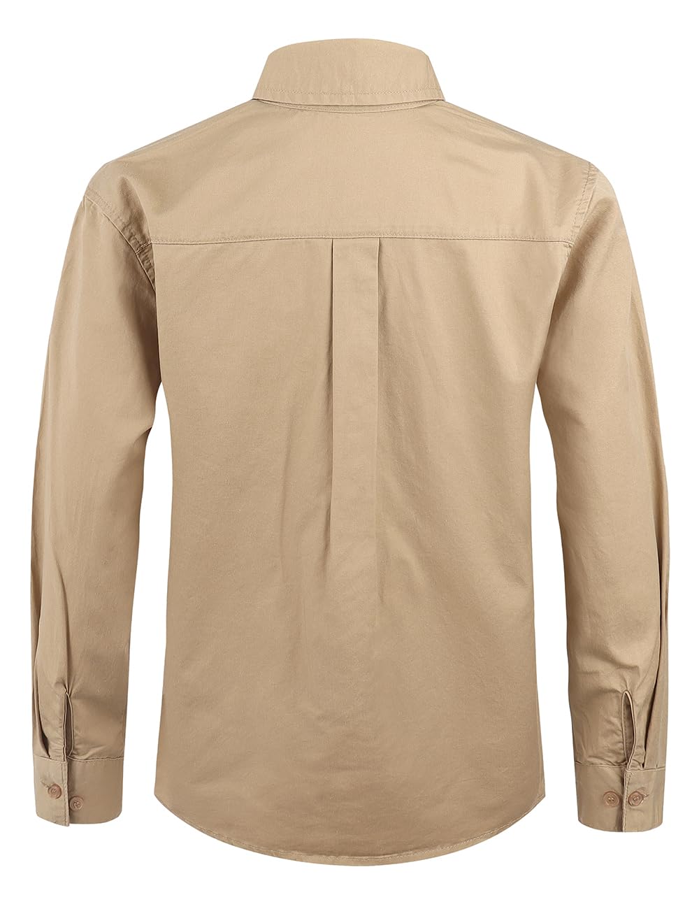 Spring&Gege Boys' Long Sleeve Button Down Shirt for Kids Woven Solid Two Pockets