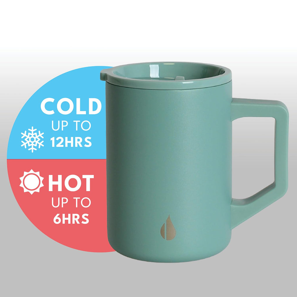 Elemental Insulated Coffee Mug - Triple-Wall Stainless Steel Summit Travel Cup for Hot and Cold Drinks - Thermal Coffee Mug with Lid and Handle for Camping, Office & Travel 12oz - Black