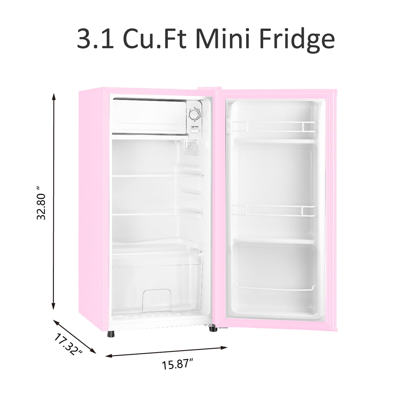 HAILANG 3.1 Cu.Ft Mini Fridge with Freezer, Single Door Mini Refrigerator, 5 Settings Temperature Adjustable, Compact Refrigerator for Apartment,Dorm, Office, Bedroom