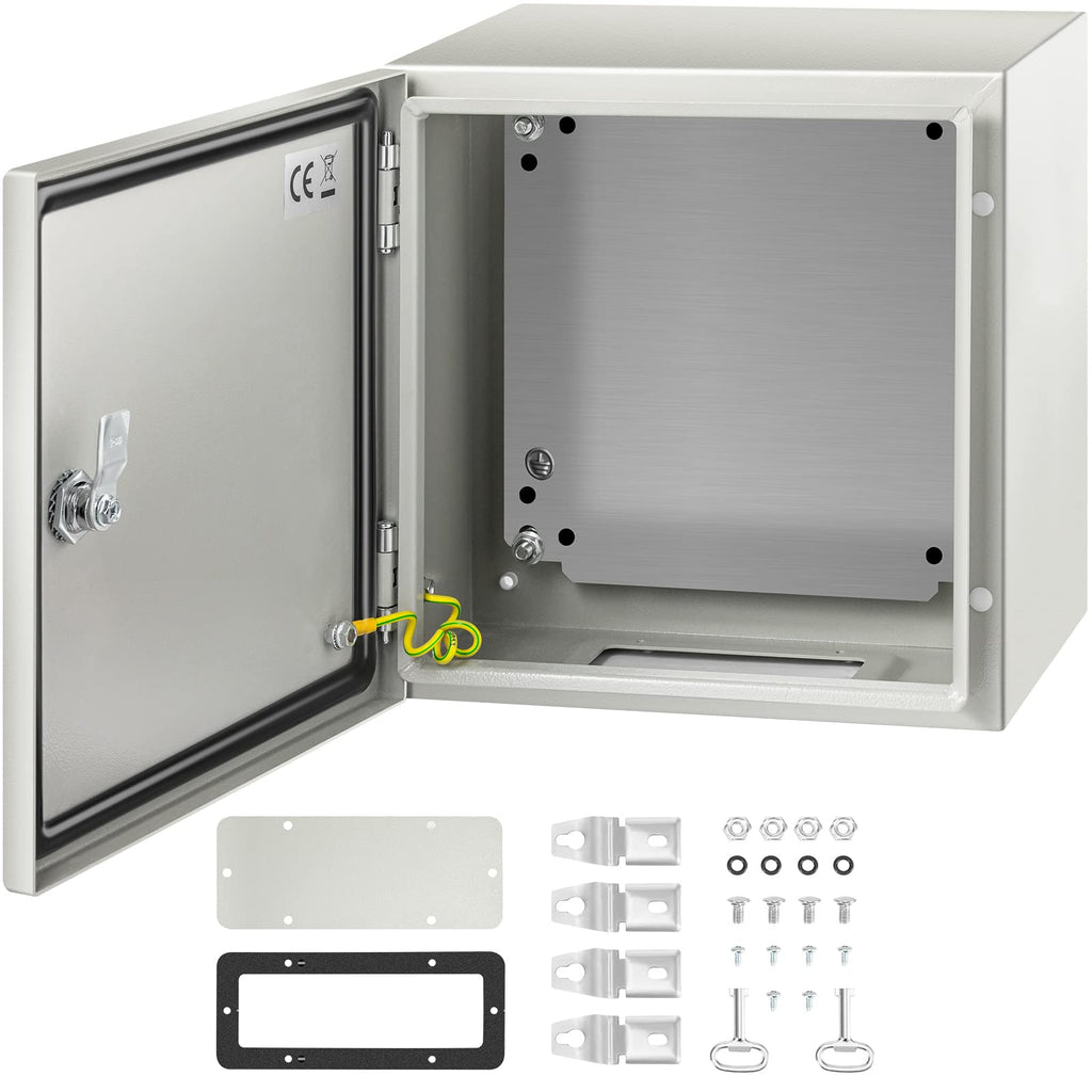 VEVOR NEMA Steel Enclosure, 8" x 8" x 6" NEMA 4X Steel Electrical Box, IP66 Waterproof & Dustproof, Outdoor/Indoor Electrical Junction Box, with Mounting Plate