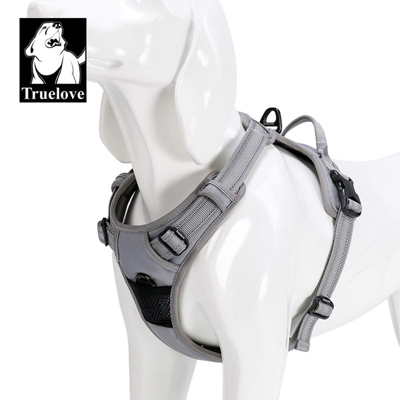 TRUE LOVE Adjustable No-Pull Dog Harness Reflective Pup Vest Harnesses Comfortable Control Brilliant Colors TLH5651(Black,XS)