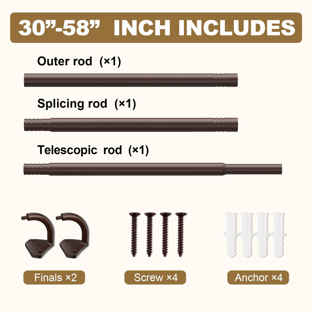 GXOACKJ Black Wrap Around Curtain Rods for Windows 28 to 48 inch, 5/8 inch Industrial Telescoping Blackout Curtain Rods for Bedroom & Outdoor