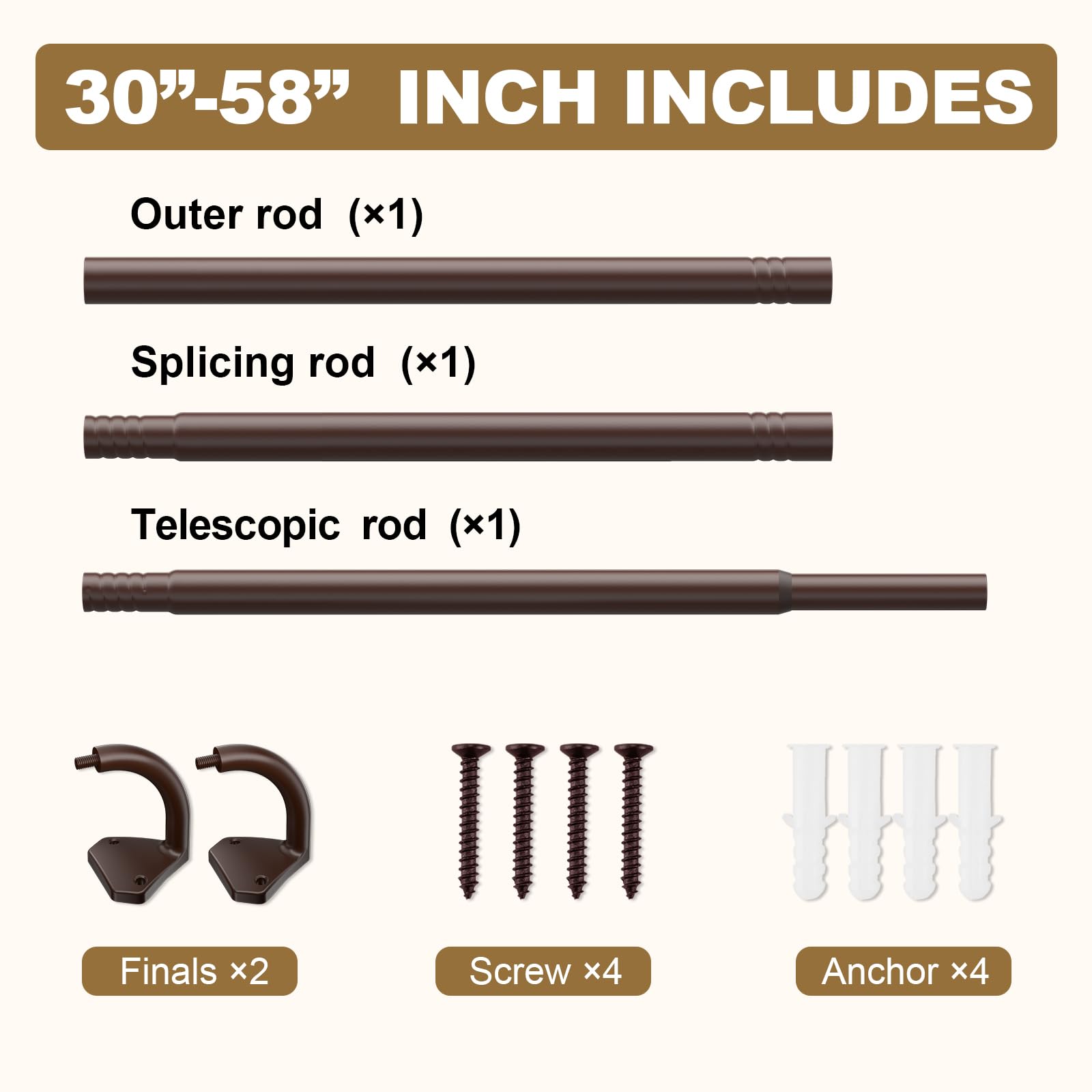 GXOACKJ Black Wrap Around Curtain Rods for Windows 28 to 48 inch, 5/8 inch Industrial Telescoping Blackout Curtain Rods for Bedroom & Outdoor