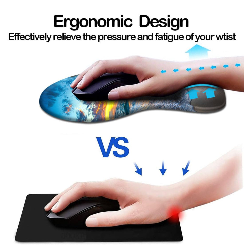 DOOKE Ergonomic Mouse Pad with Wrist Support and Coaster,Mouse Pads with Non-Slip PU Base for Home Office Working Studying Easy Typing & Pain Relief Aesthetic Art