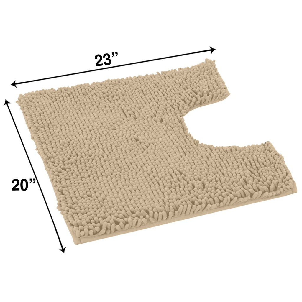 LuxUrux Bath Mat, Extra-Soft Plush Non-Slip Bathroom Rug, Luxury Chenille Microfiber Material, Super Absorbent Shaggy Bath Rug. Machine Wash & Dry (17 x 24 inches, Warm Grey)