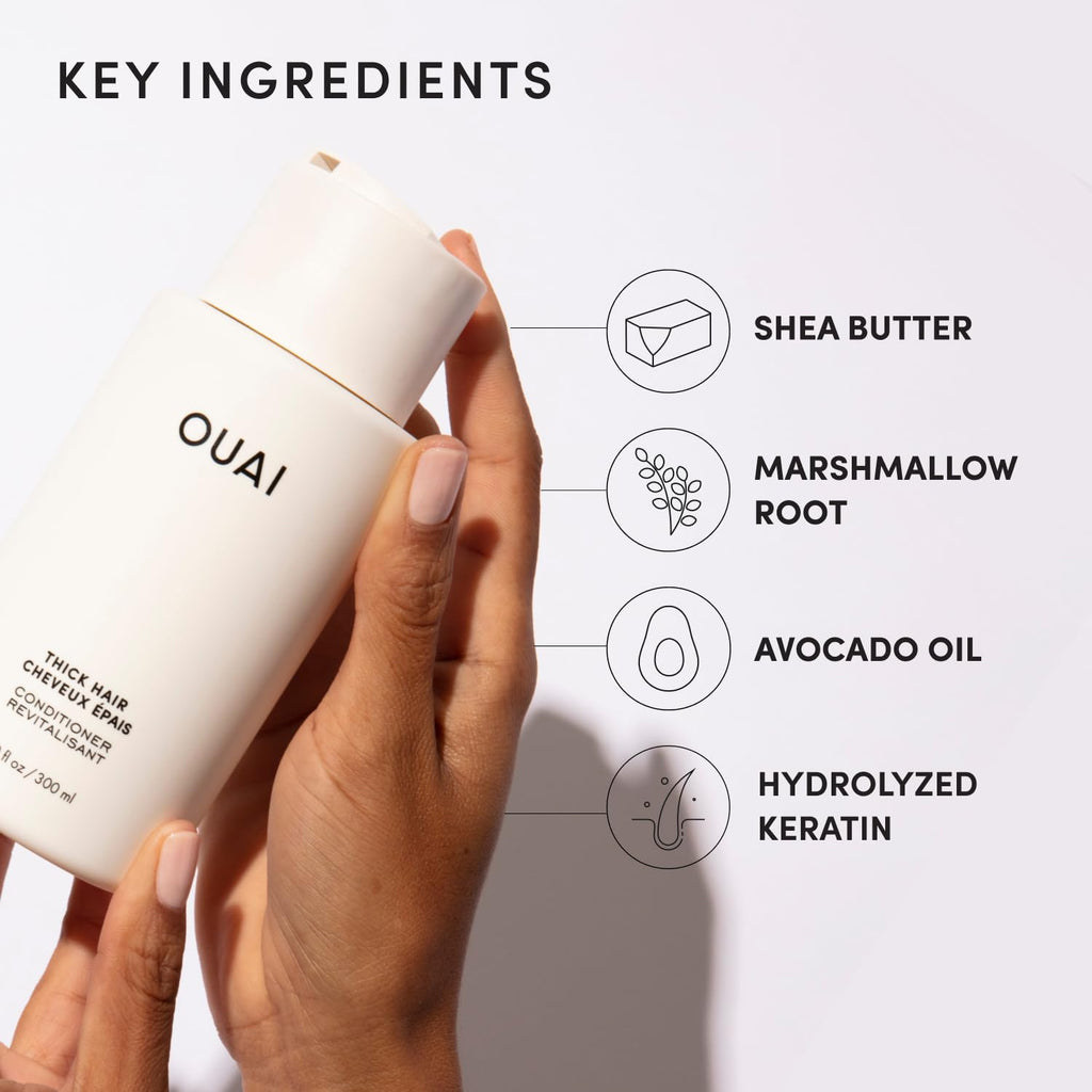 OUAI Thick Hair Conditioner Refill - Moisturizing Conditioner for Dry, Frizzy Hair - Keratin, Marshmallow Root, Shea Butter and Avocado Oil - Paraben, Phthalate & Sulfate Free (32 Oz)