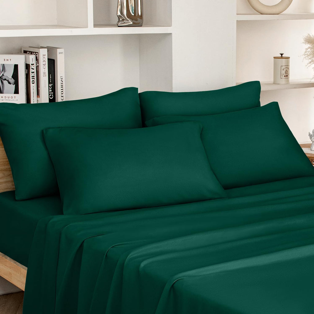 HOMEIDEAS Full Size Bed Sheets - 6 Piece Set (Aqua Blue) - Extra Soft Brushed Microfiber 1800 Bedding Sheets, Deep Pocket, Wrinkle & Fade Free