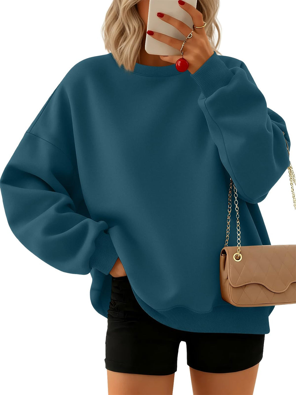 Trendy Queen Sweatshirts for Women Hoodies Oversized Crewneck Tops Sweaters Comfy Fall Winter Outfits Clothes 2026 Fashion