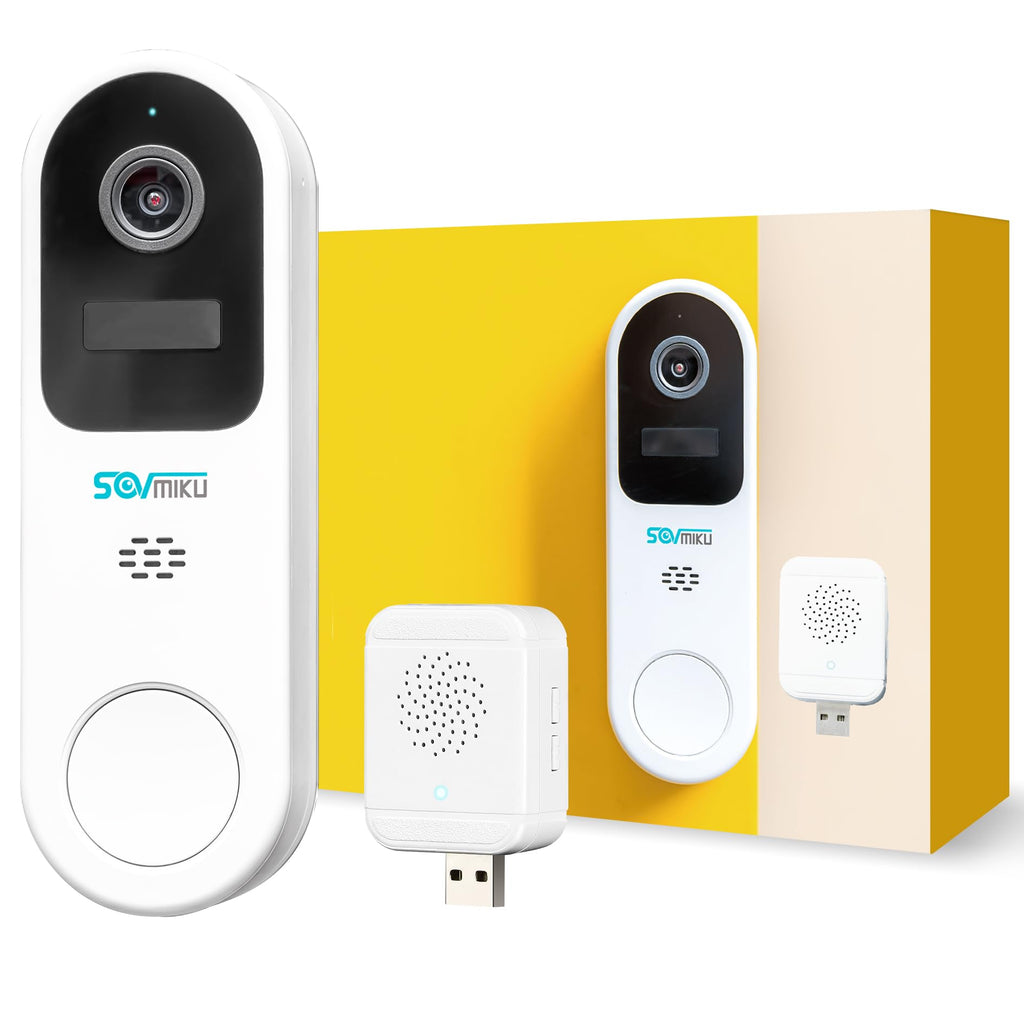 SOVMIKU Vicohome DB3 2K Smart Video Doorbell with Chime, Home Security Battery Camera Wireless, Audible Alarm, Easy to Setup, Human Detection,Two Way Audio, 2.4GHz Wi-Fi, No SD Slot