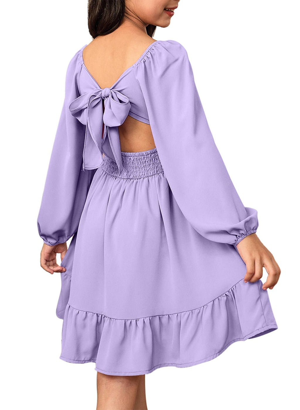 blibean Girls Fall Long Leeve Tie Back Dress Size 6-15 Years