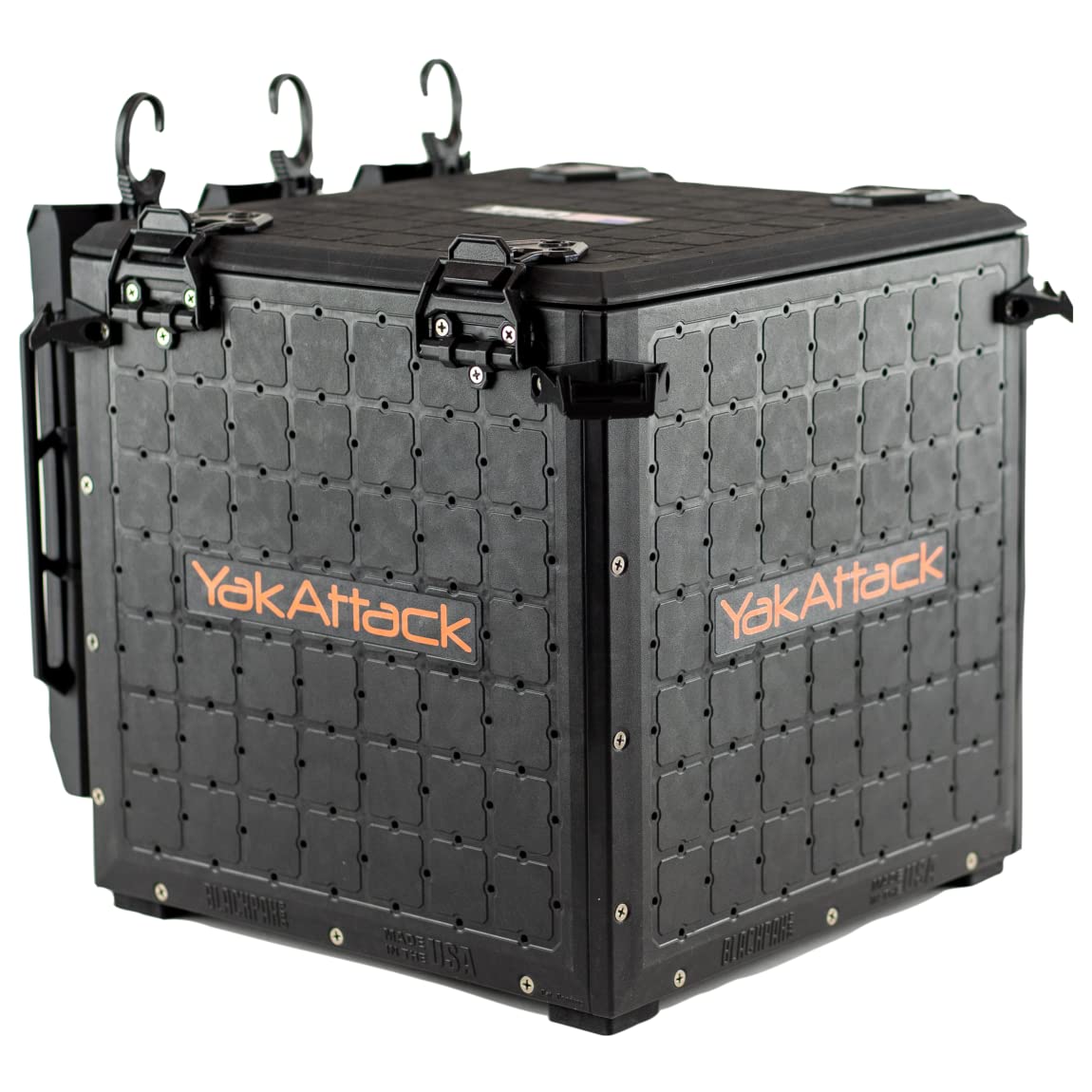 YakAttack BlackPak Pro 13" x 13" Fishing Crate with 3 Rod Holders - Battleship Grey | Compact Tackle Storage Box & Gear Organizer for Kayaks | Lightweight, Durable & Customizable Marine Accessory