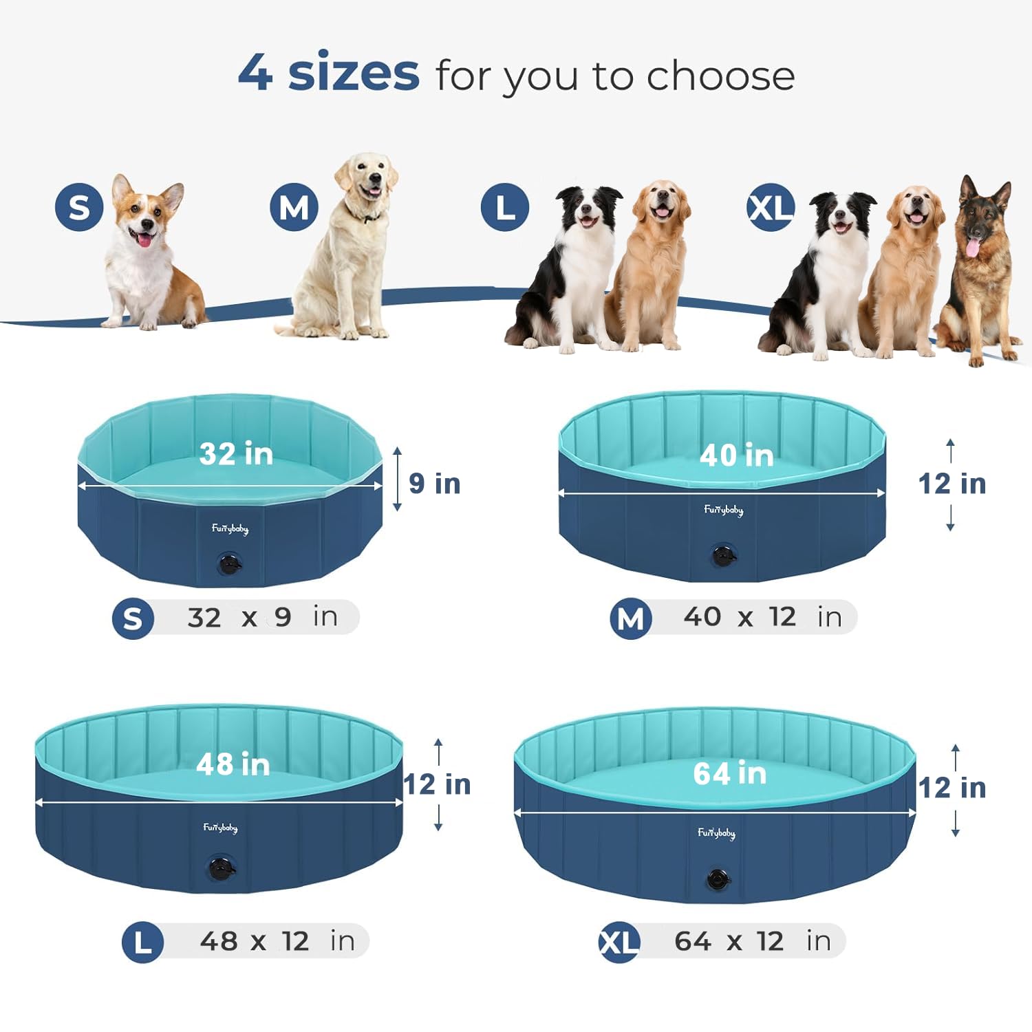 Foldable Dog Pool, Hard Plastic Kiddie Pool for Dogs, Collapsible Dog Pool with Rigid PP Core, Non-Slip PVC, Durable Pet Bath Tub for Indoor/Outdoor Backyard, 32" Green