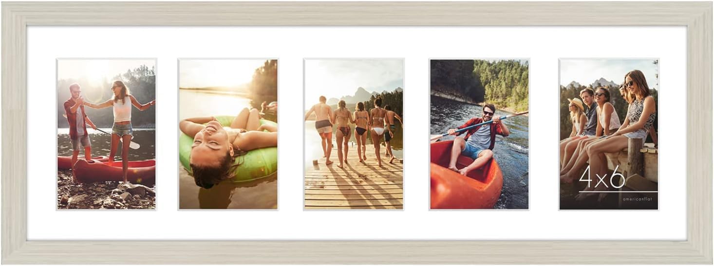 Americanflat 4x6 Double Picture Frame with Shatter-Resistant Glass - Fits Two 4x6 Photos or use as One 6x14 Frame - Signature Collection - Collage Frames for Tabletop and Wall Display - Black