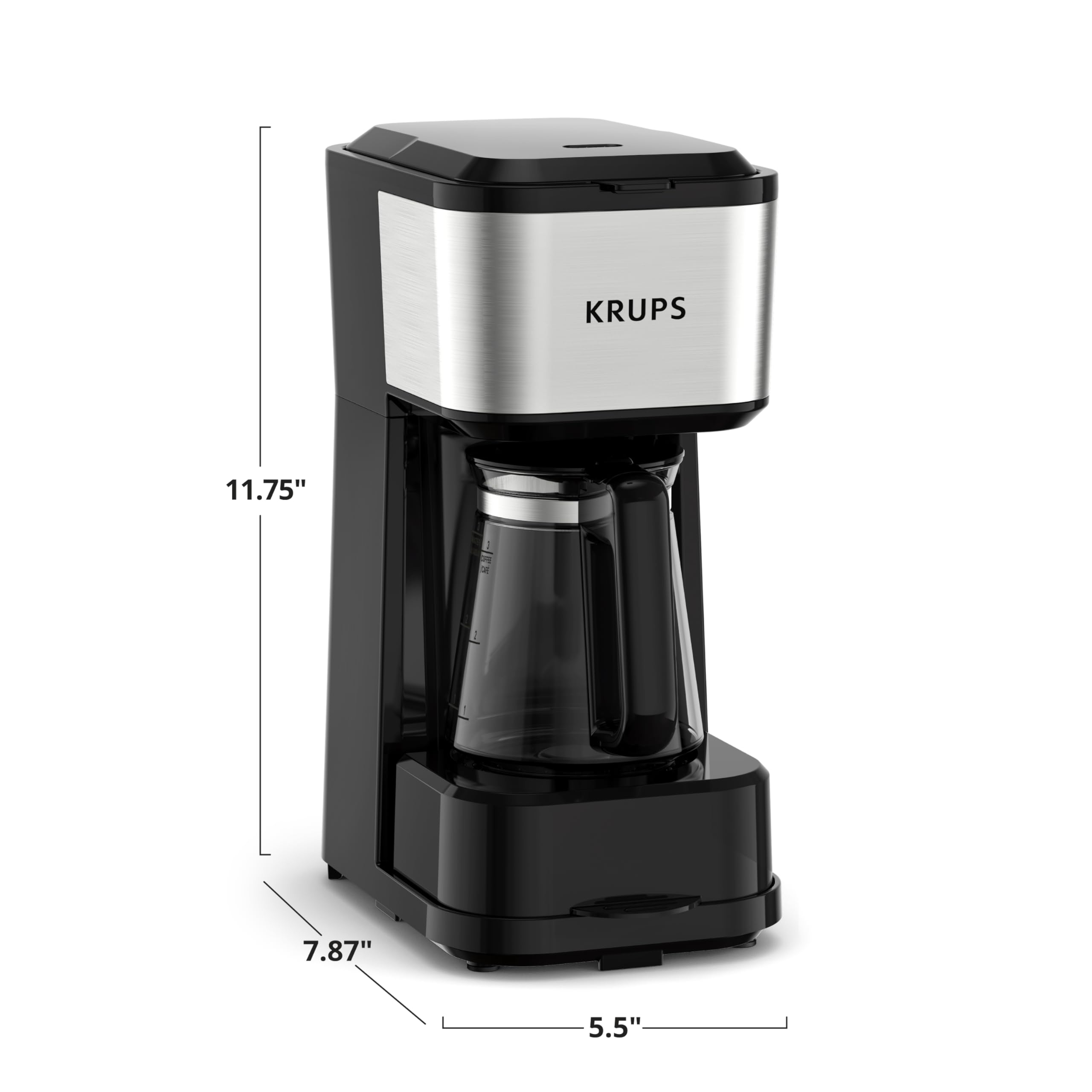 KRUPS Simply Brew Coffee Maker - Multi-Serve 4-in-1 with Stainless Steel Travel Tumbler, Black, 14oz