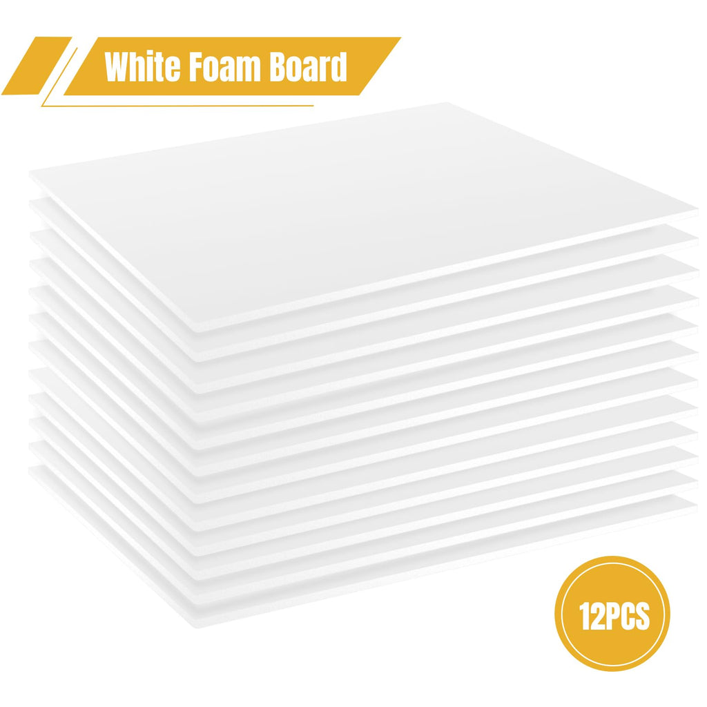 12 Pack Black Foam Board 24"x36", 3/16" Thick Foam Core Board for Projects, Black Poster Board for Painting, Displaying, and Craft Projects