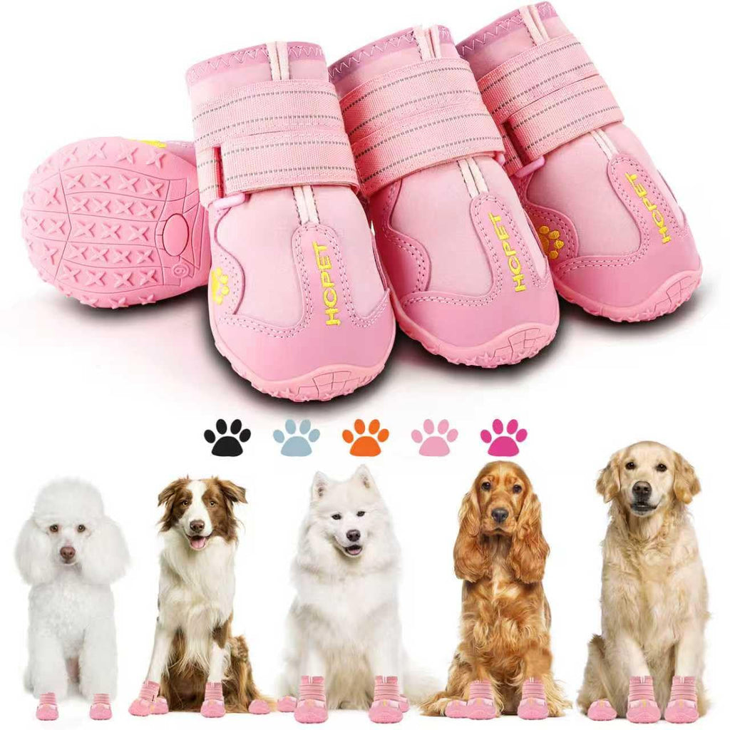 Hcpet Dog Boots, Dog Shoes for Large Dogs, Medium Dog Boots & Paw Protectors, Anti-Slip Dog Booties for Hot Pavement Winter Snow Hiking with Reflective Straps Black Size 1