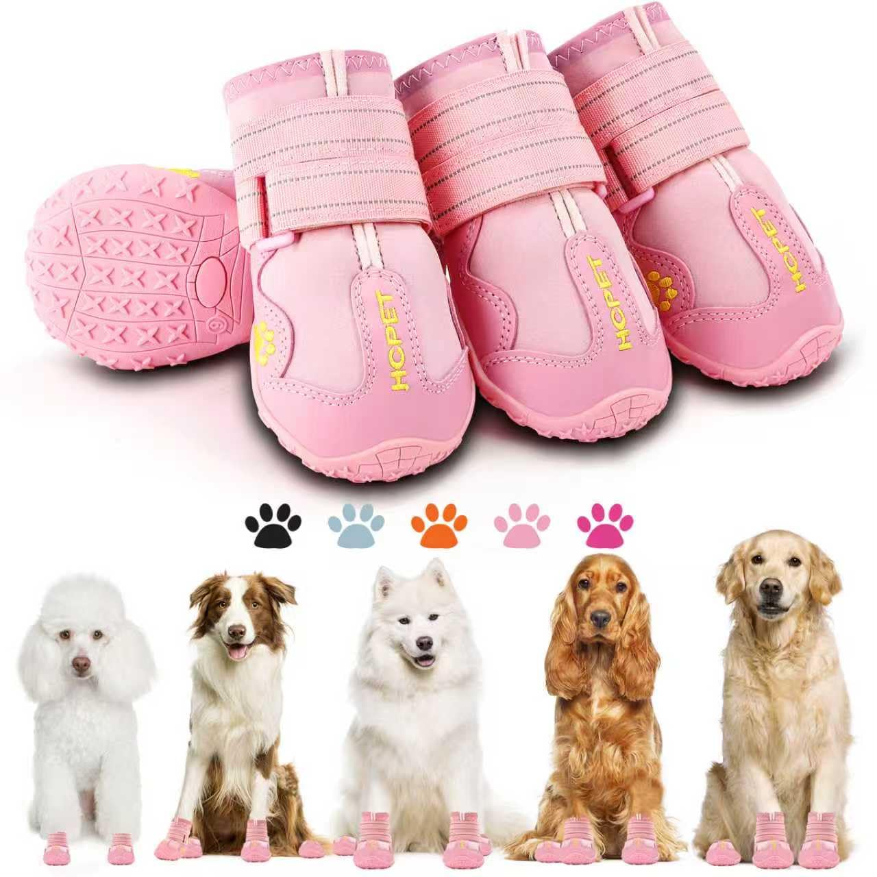 Hcpet Dog Boots, Dog Shoes for Large Dogs, Medium Dog Boots & Paw Protectors, Anti-Slip Dog Booties for Hot Pavement Winter Snow Hiking with Reflective Straps Black Size 1