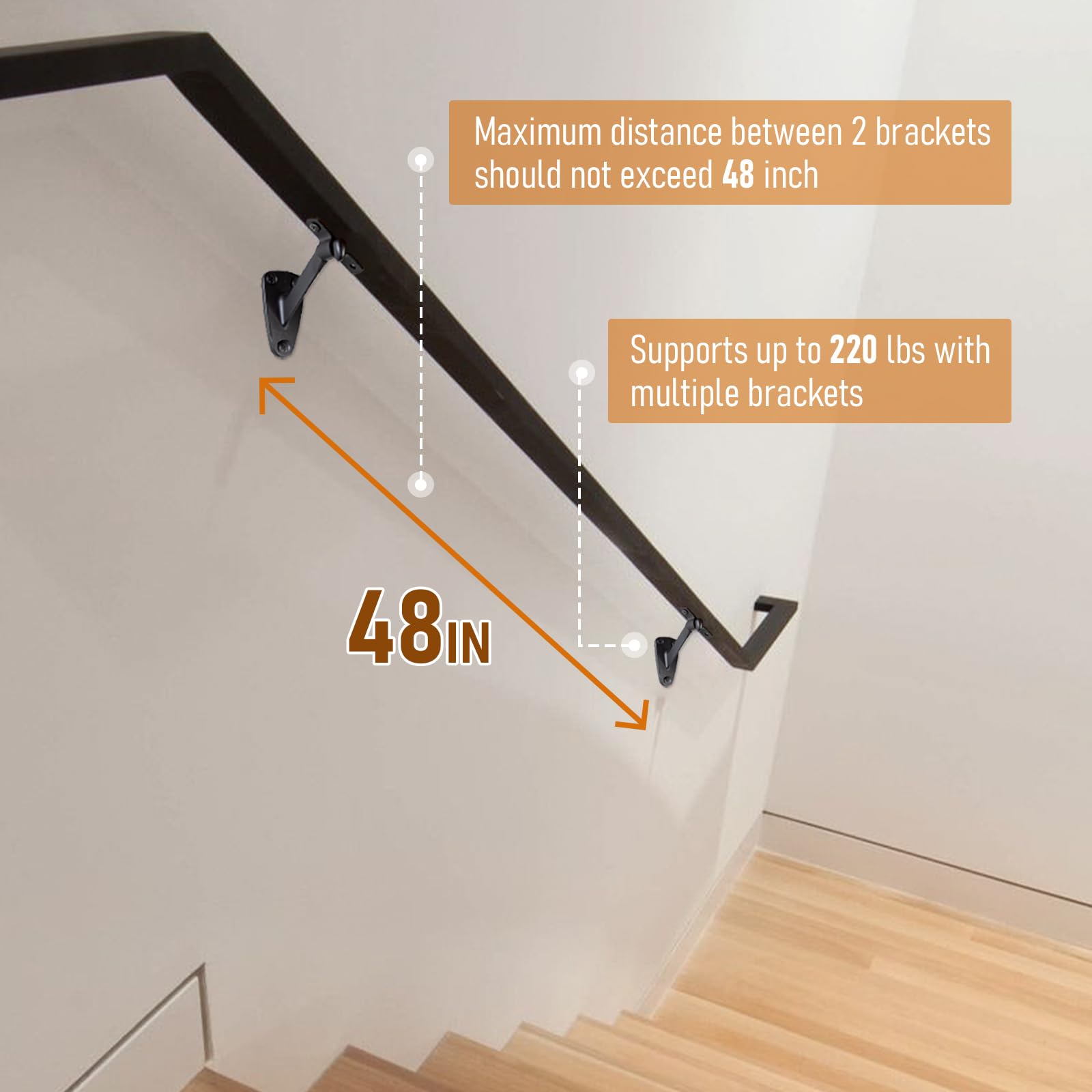 HOME MASTER HARDWARE Heavy Duty Handrail Stair Brackets Brass Staircase Hand Rail Bracket, Gold Finish, 1Pcs