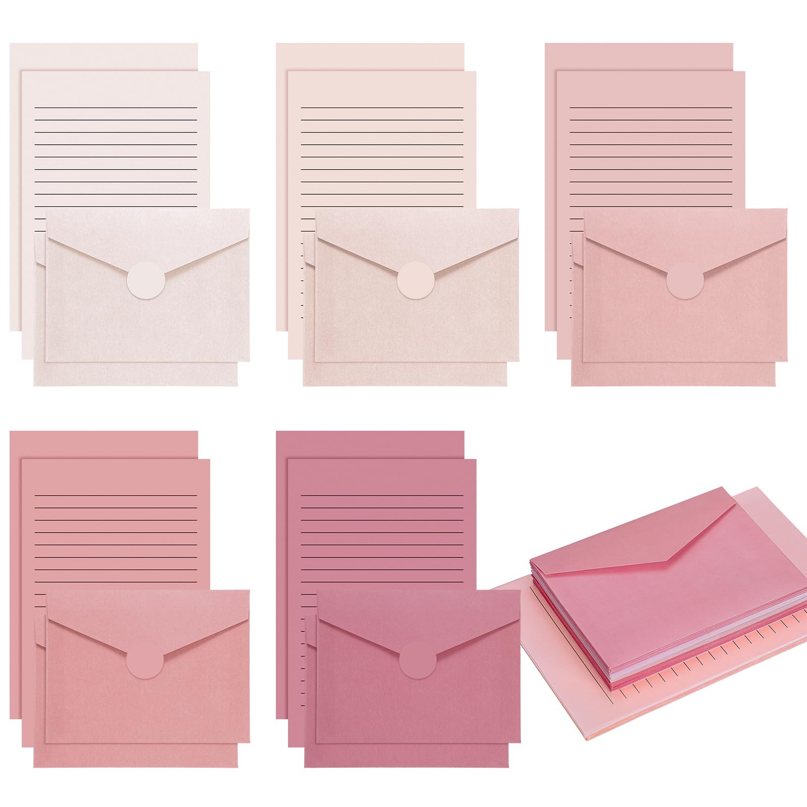 100 Pcs Stationery Lined Stationery Paper and Envelopes Set Includes 50 Letter Writing Paper and 50 Envelope for Office, 5.5 x 8.25 Inch(Blue)