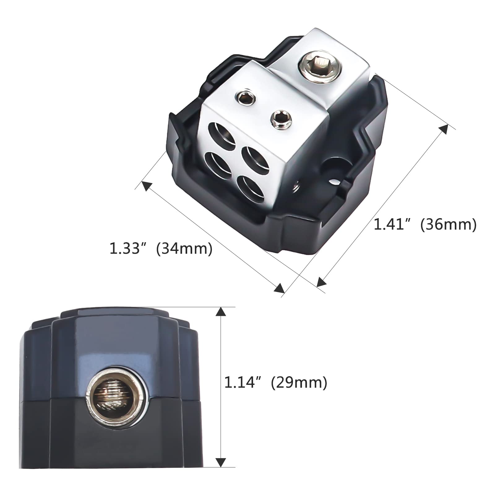 RECOIL DB12 2 Way Power Distribution Block, 1 X 0/2/4 Gauge in / 2 X 4/8 Gauge Out Power Distribution Ground Distributor Block for Car Audio Amplifier Splitter