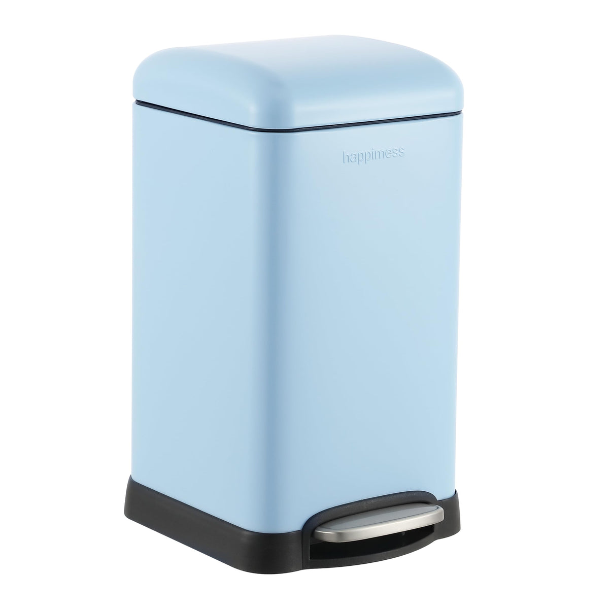 happimess HPM1012B Betty Retro Mini 3.2-Gallon Step-Open Trash Can with Soft-Close Lid, Modern, Minimalistic, Fingerprint Proof for Home, Kitchen, Laundry Room, Office, Bedroom, Bathroom, Black