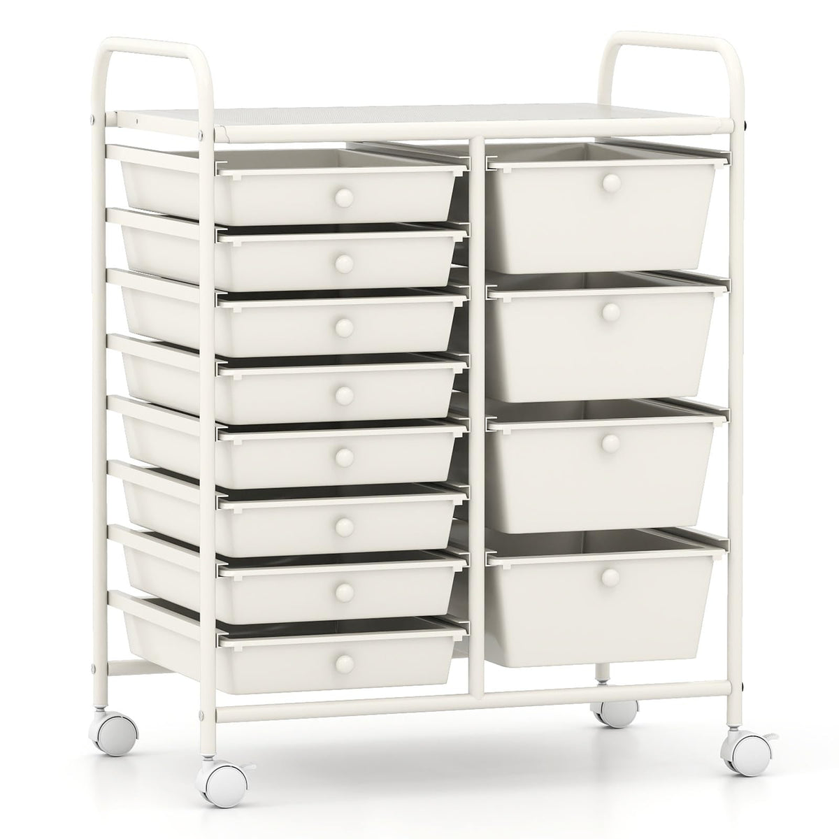 LDAILY 9 Drawer Rolling Storage Cart, Rolling Cart with Drawers for Classroom, Art Supply Craft Organizer on Wheel with Metal Frame & Handles for Home Office School