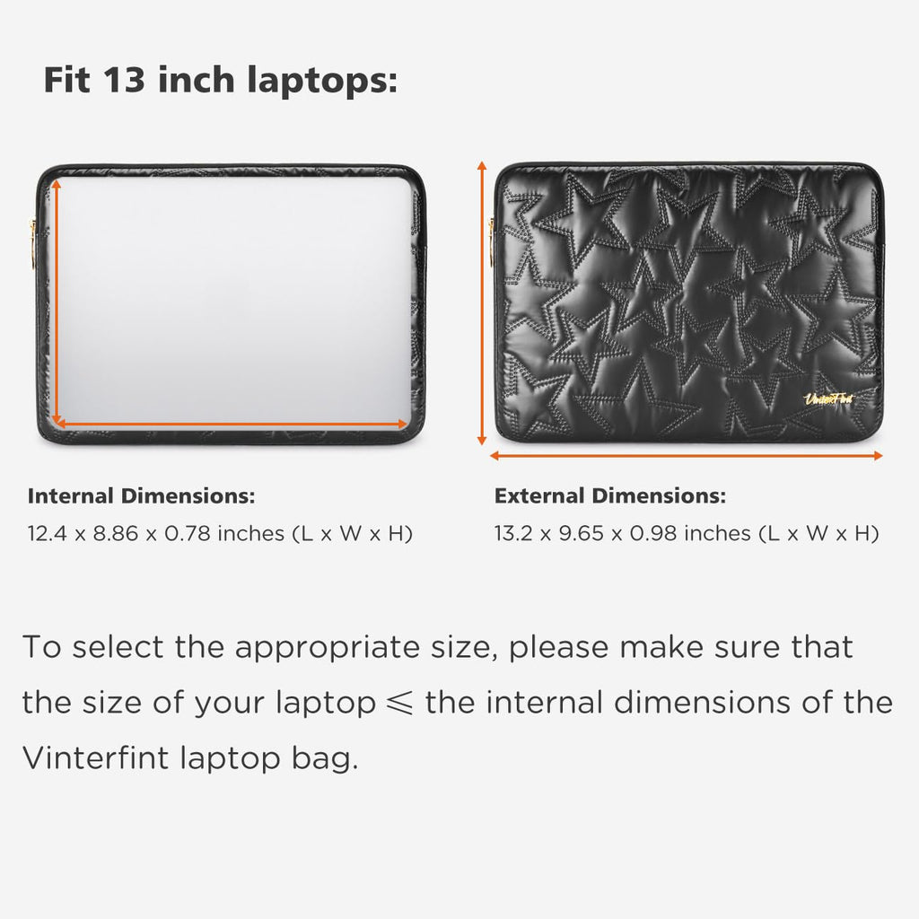 13 inch Laptop Sleeve Case for 13" MacBook Air M5/M4/M3, 13" MacBook Neo/Pro, 13" Latitude 5350/7320/7350, 13.4" Dell XPS 13, 13" ThinkPad X13 Gen / L13 Gen 5, HP Laptop Bag Cover, Black